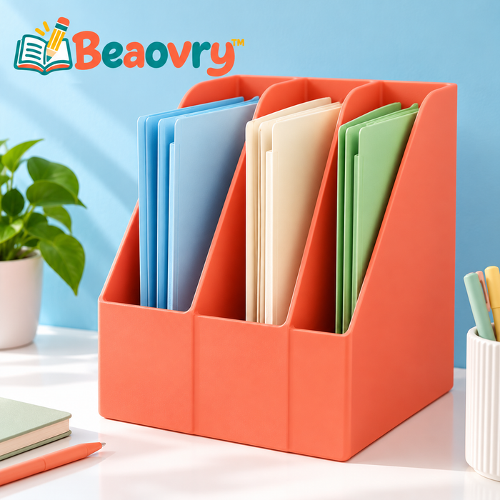 Beaovry™ Coral Three-Compartment Vertical File Holder