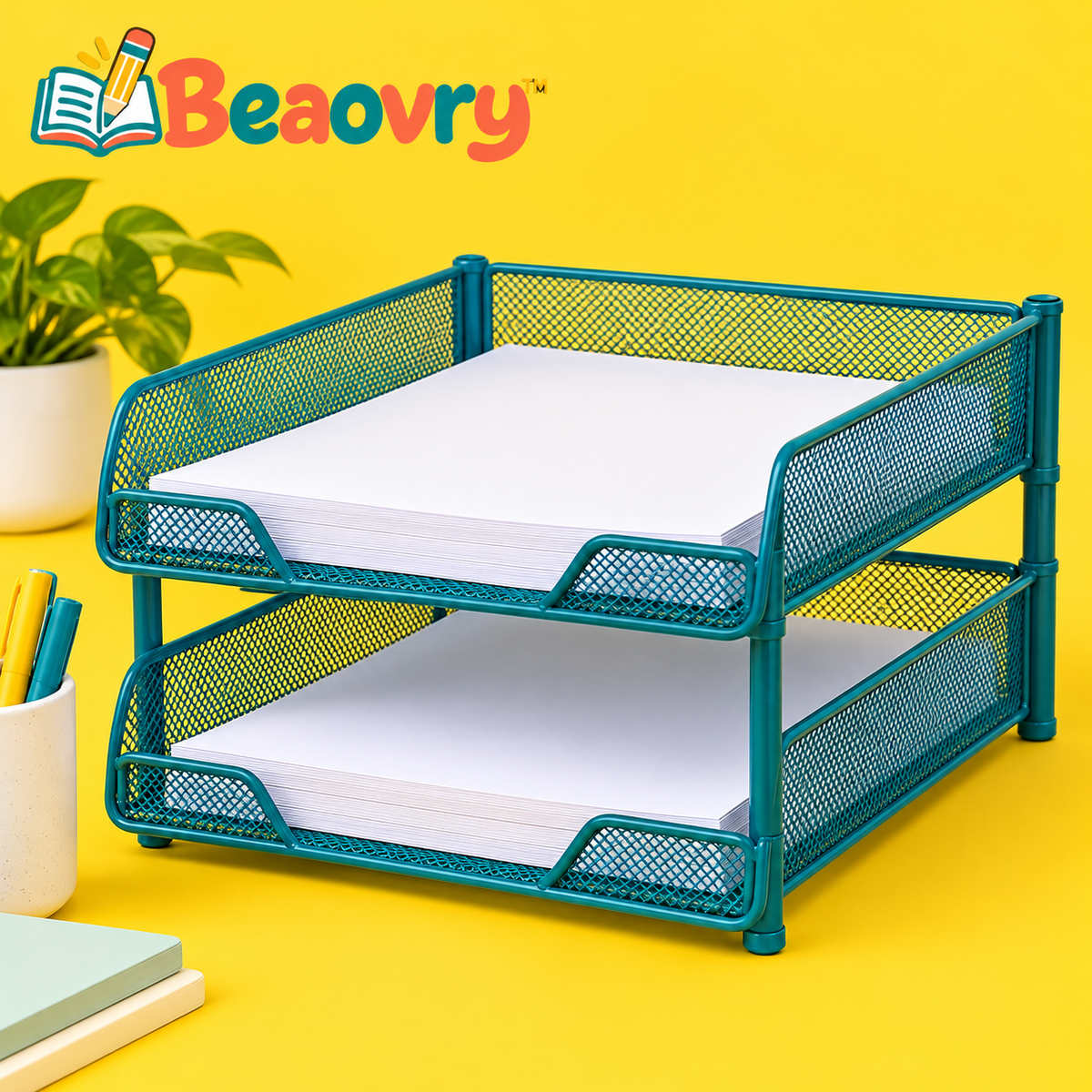 Beaovry™ Teal Two-Tier Mesh Paper Tray
