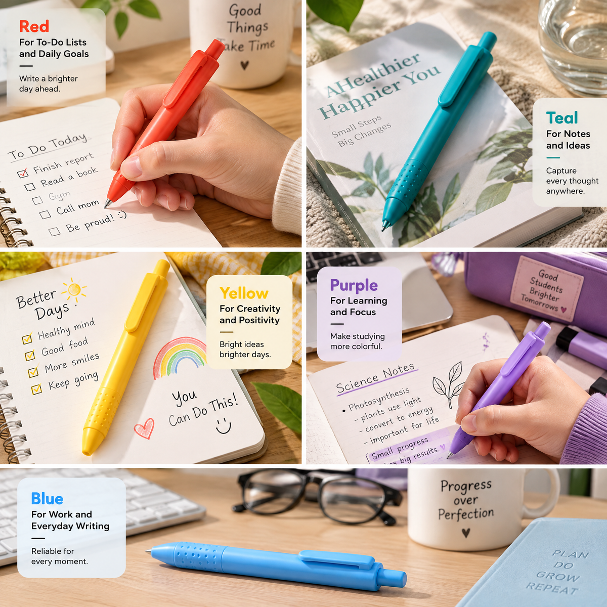 Beaovry™ Colorful Retractable Gel Pen Set