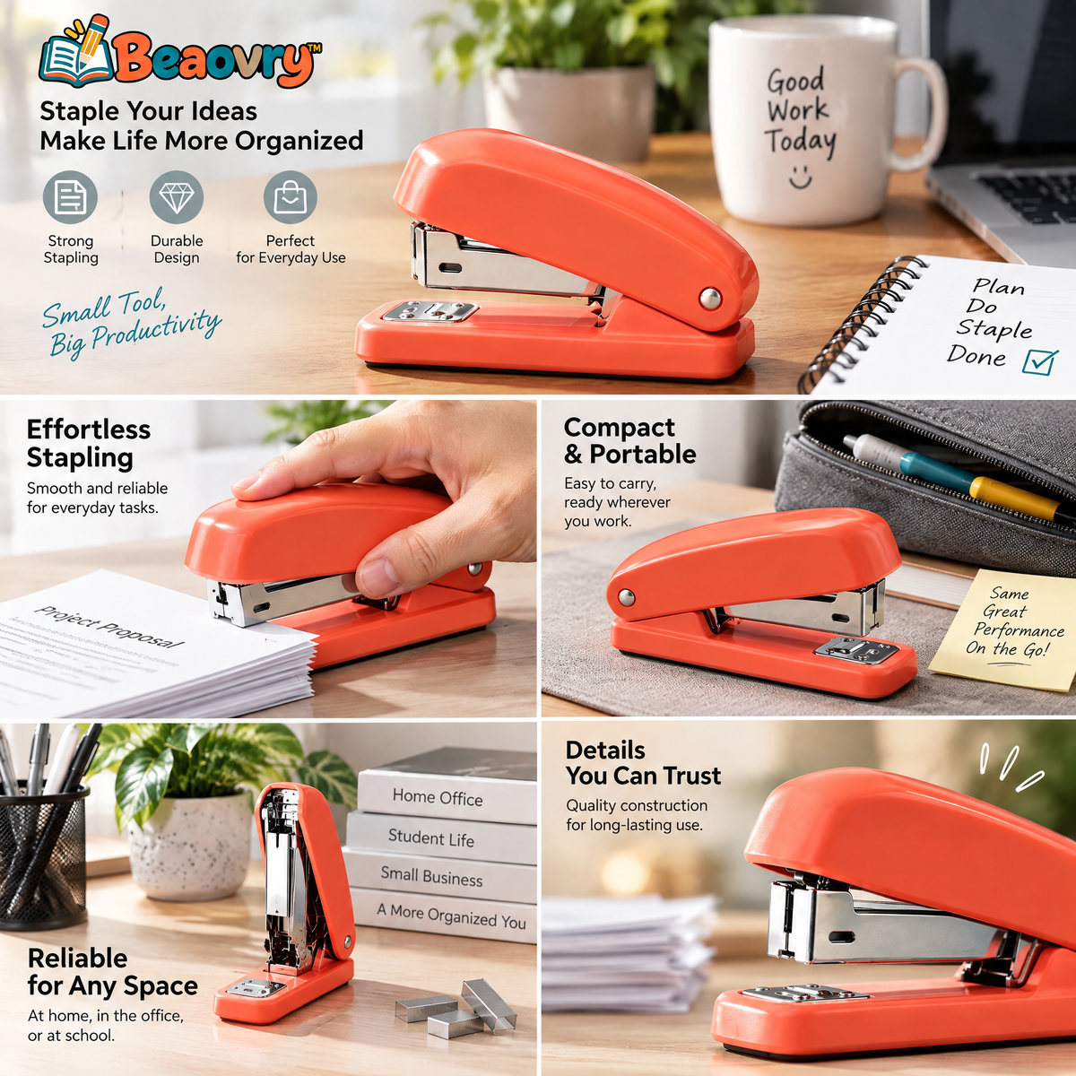 Beaovry™ Coral Desktop Stapler