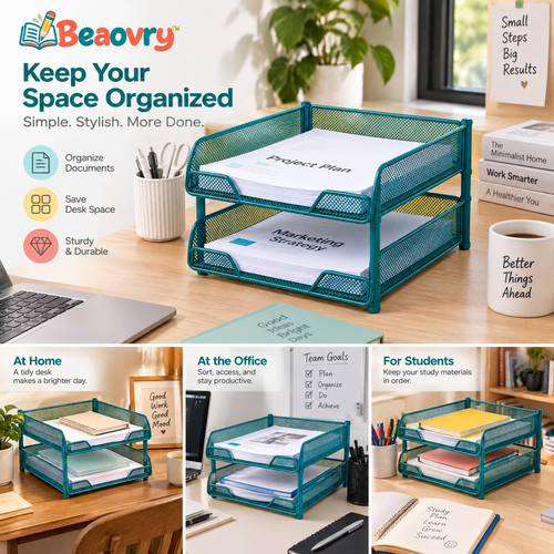 Beaovry™ Teal Two-Tier Mesh Paper Tray