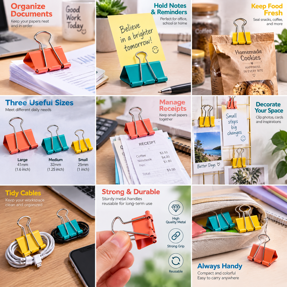 Beaovry™ Colorful Binder Clip Set