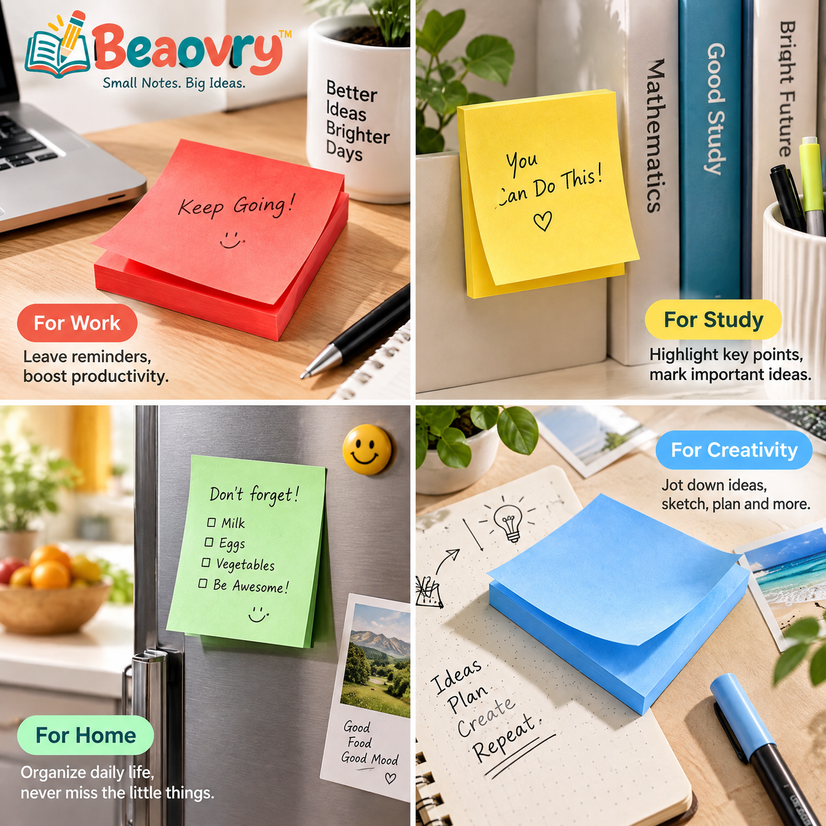 Beaovry™ Colorful Sticky Note Pads