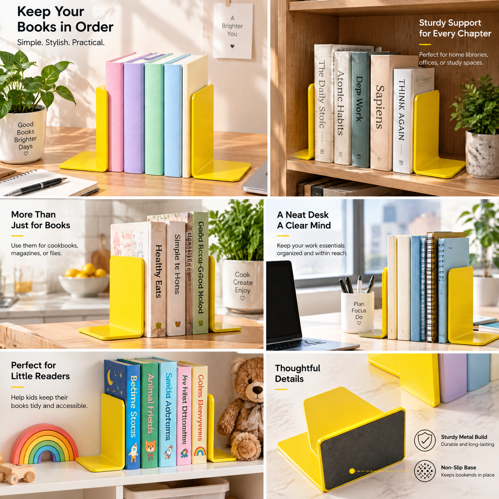 Beaovry™ Sunshine Yellow Metal Bookends