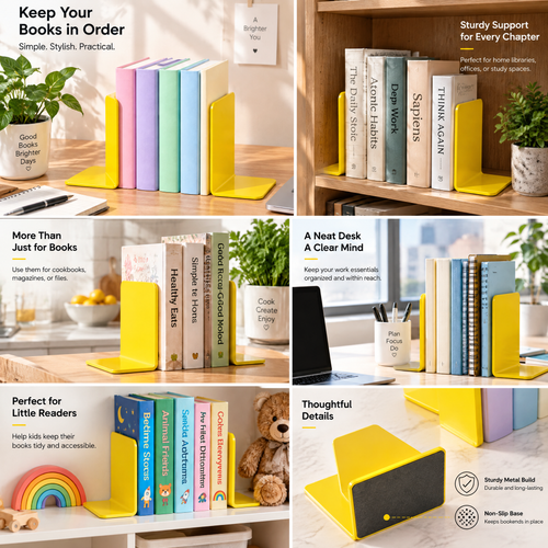 Beaovry™ Sunshine Yellow Metal Bookends