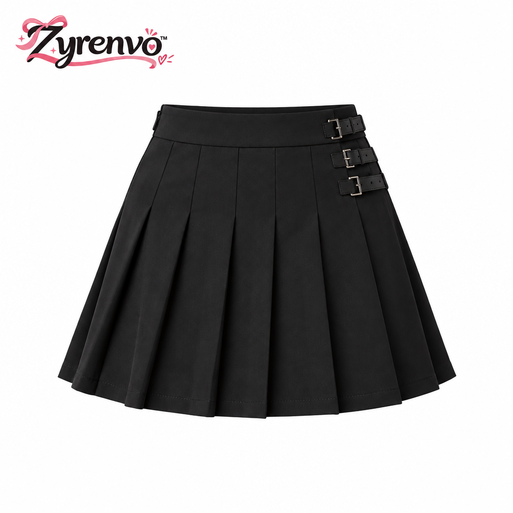 Zyrenvo™ Black Pleated Mini Skirt